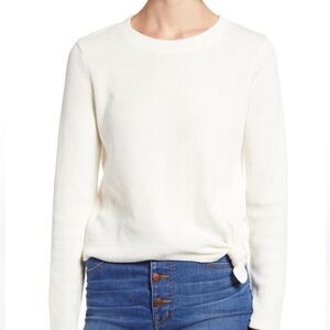 Madewell Texture & Thread Jacquard Ivory Ribbed Tie Front Long Sleeve Top Small